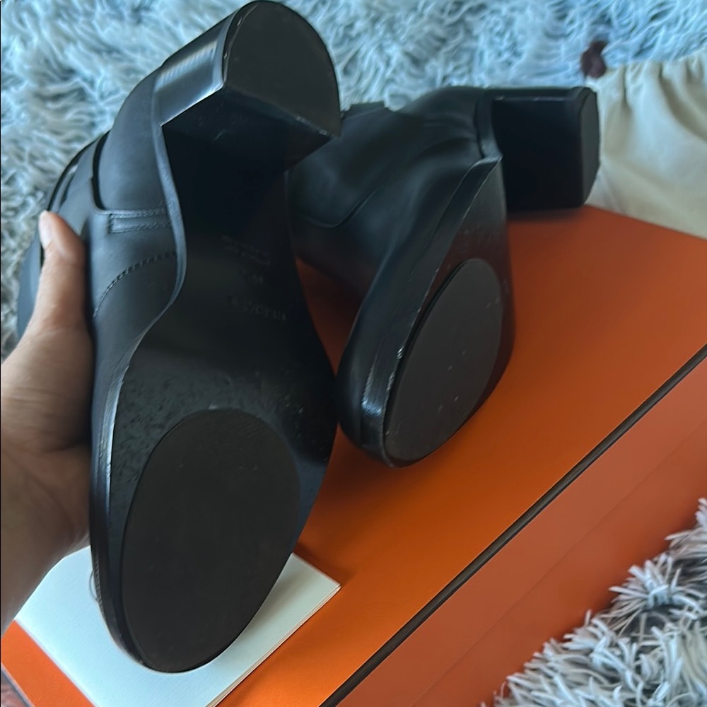 Hermès Black Leather Ankle Boots - Picture 3 of 9